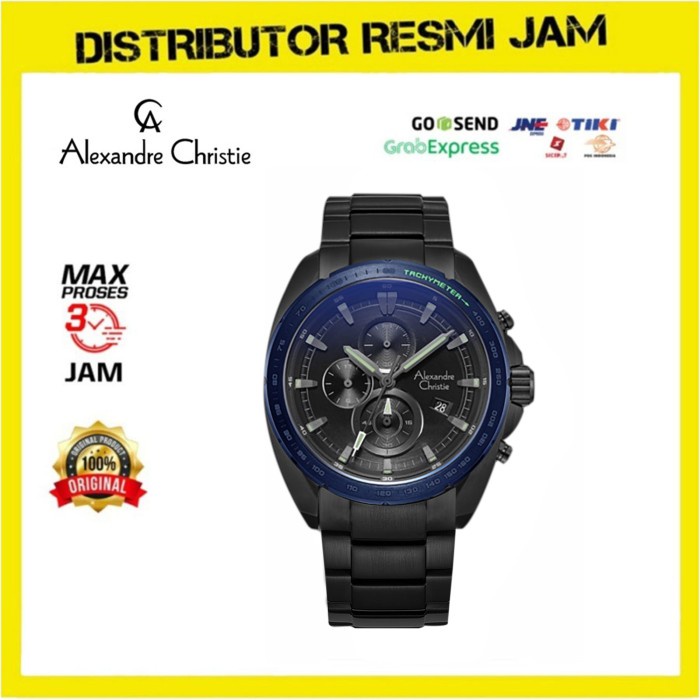 Jam Tangan Pria Alexandre Christie AC 6652 AC6652 Black Blue