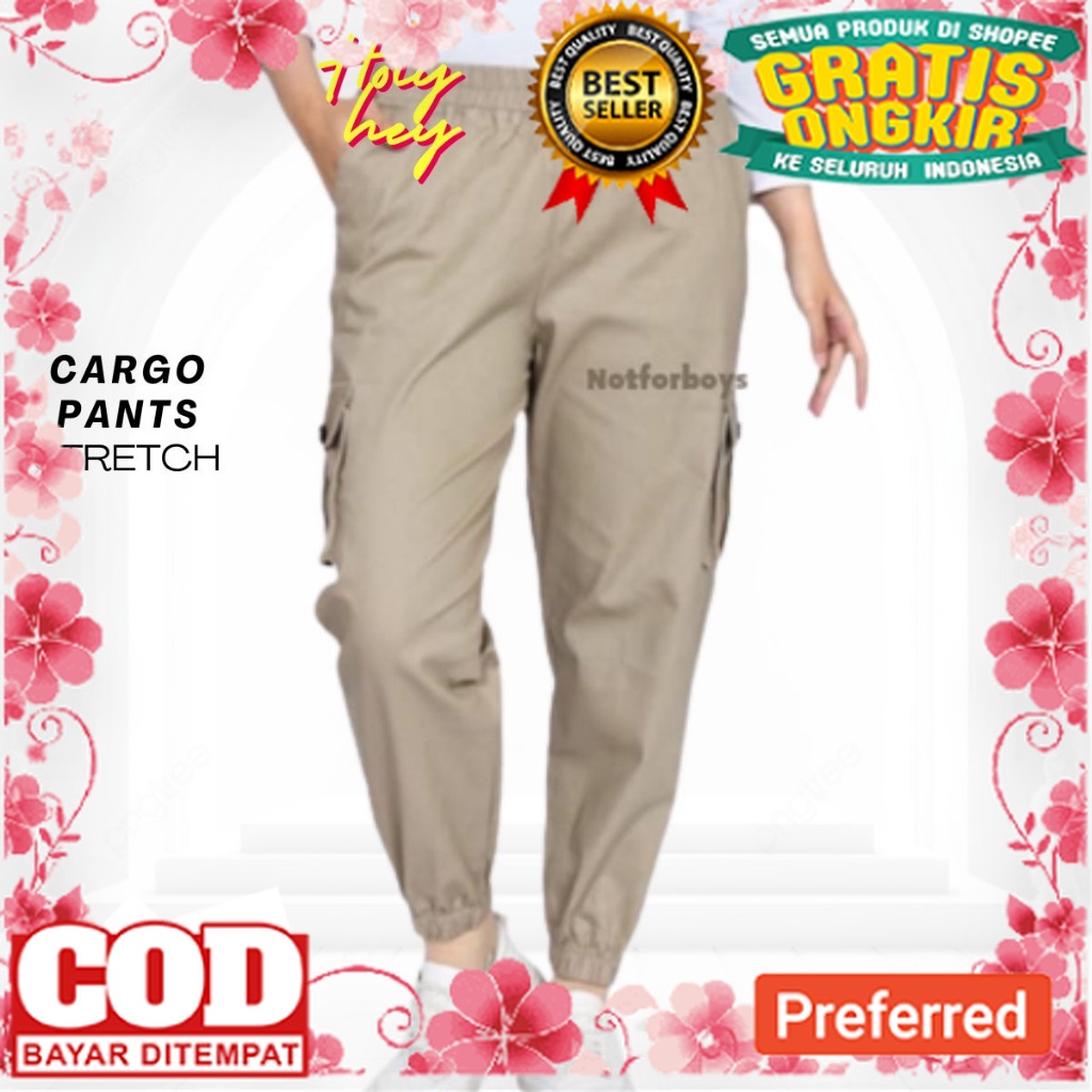 HITAM PUTIH MERAH BIRU HIJAU GOLD SILVER /Celana Cargo Wanita Jogger Cargo Jumbo bb 45 - 100 kg / Ce