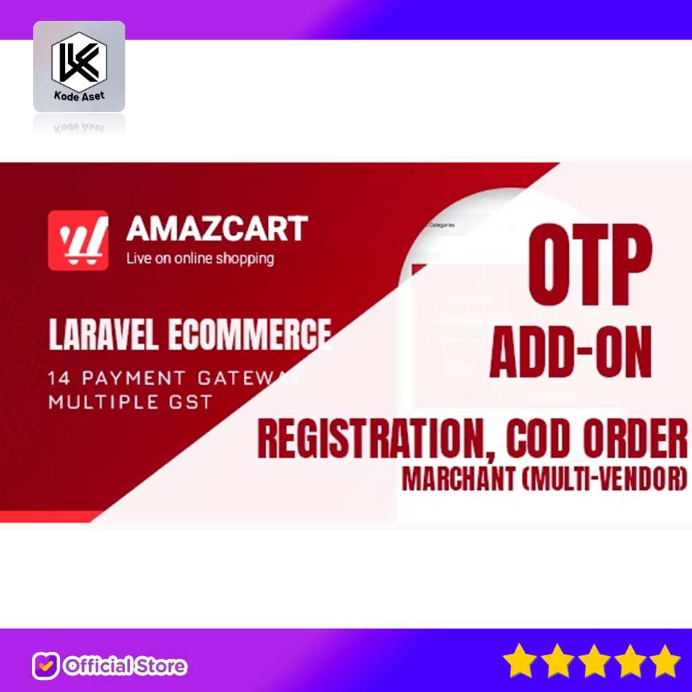 SOURCE CODE APLIKASI OTP ADD-ON | AMAZCART LARAVEL ECOMMERCE SYSTEM CMS BY KODEASET