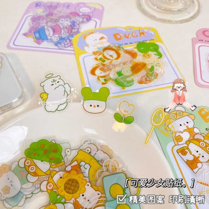 

1A. Happy Animals - Stiker Transparan Waterproof - Sticker Decorasi - Journalling [thehanscorner]