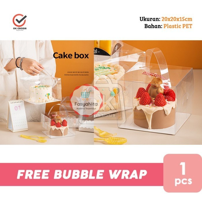 

Korean Glass Box Kotak Kue Mika Transparan Cake Box (1 pcs) - 20x20x15cm - FasyAnita Mart Denpasar