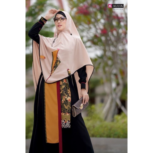 ONE SET GAMIS SYARI NAVISKA BLACK NUDE BATIK SULTAN ORIGINAL BY AULIA FASHION
