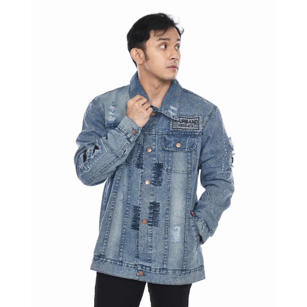 Dhozen Jaket Jeans Pria Denim Biowash A459