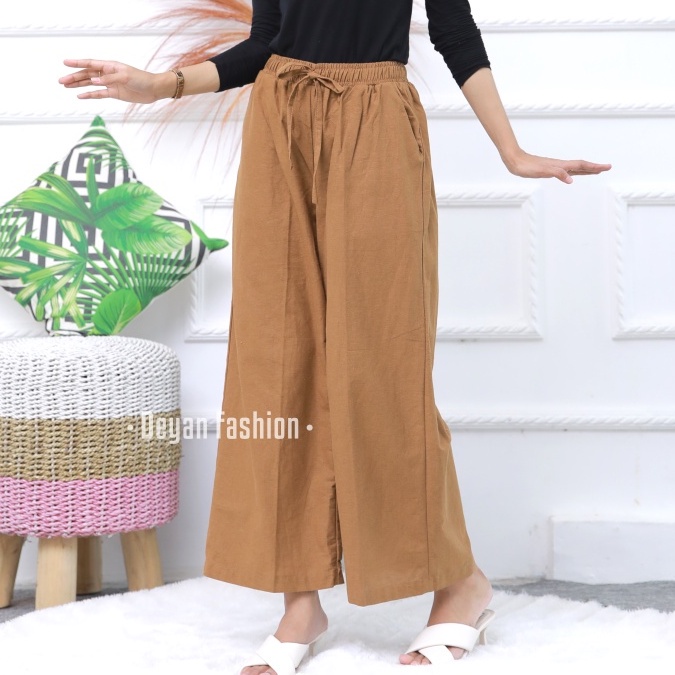 DEYAN - Widi highwaist pants kulot linen rami kolor