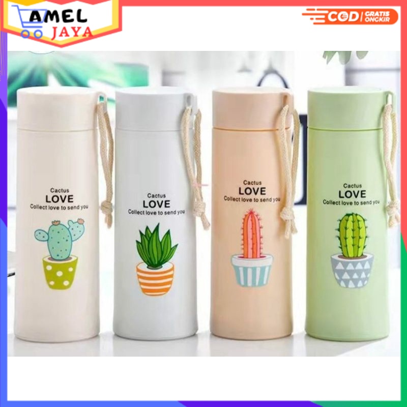 Botol kaca Motif Kaktus Unik MURAH/Botol Minum Kaktus/Botol Kaca Tumberl  ameljaya_grosir