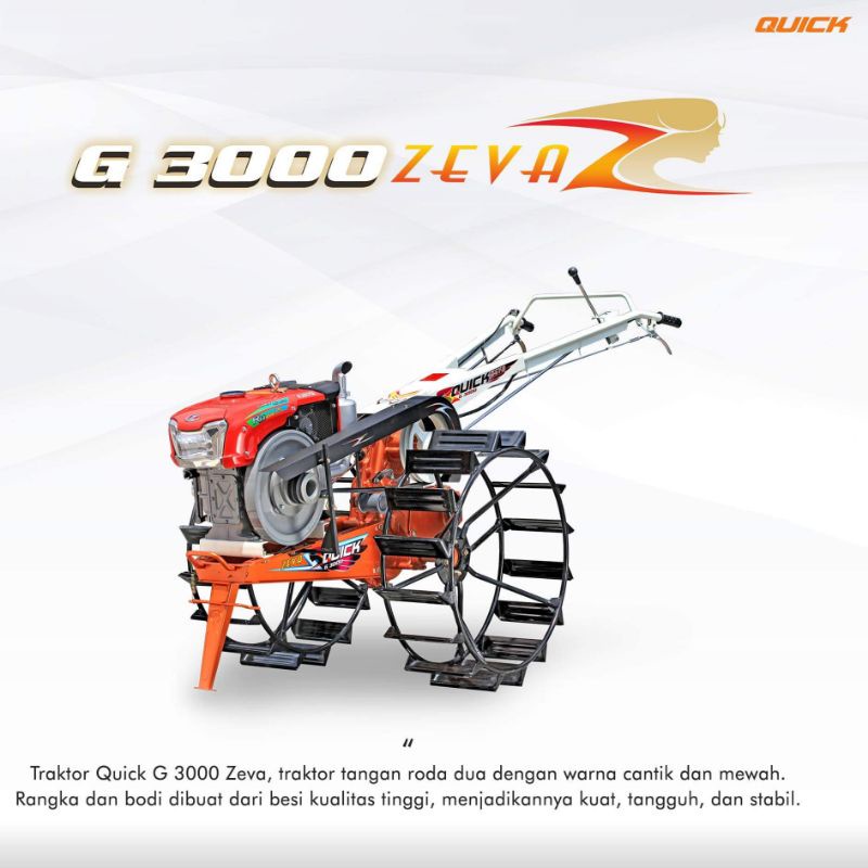Hand Tracktor Quick Zeva G3000 Diesel Kubota RD85DI-2S Traktor Tangan Bajak Sawah Ladang