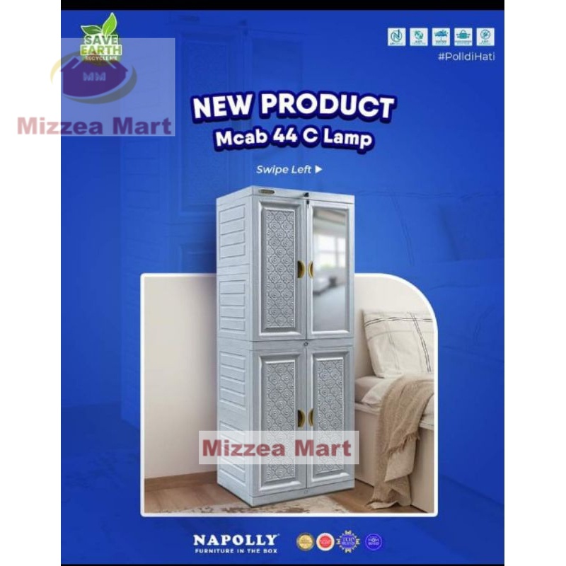 MizzeaMart Lemari Plastik Susun 4 Napoli ( MCAB 44 C LAMP)