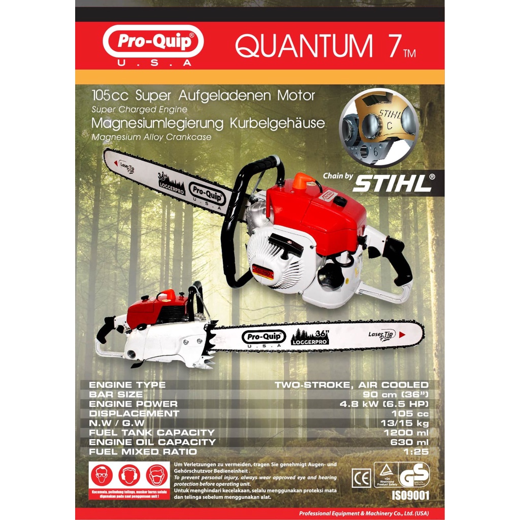 Chainsaw 36 inch PROQUIP QUANTUM 7 Gergaji Potong Kayu Potong Pohon