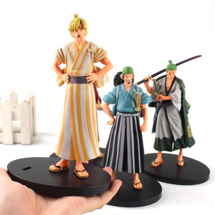 ACTION FIGURE ONE PIECE LUFFY ZORO SANJI USOPP WANO KIMONO SET 4 PCS