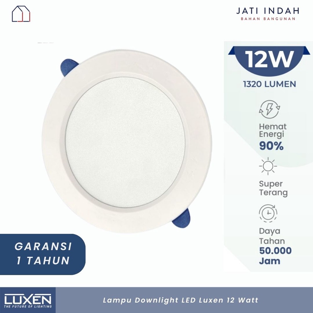Luxen LED Smart Downlight Round Series 12 Watt - Lampu Donlet Garansi