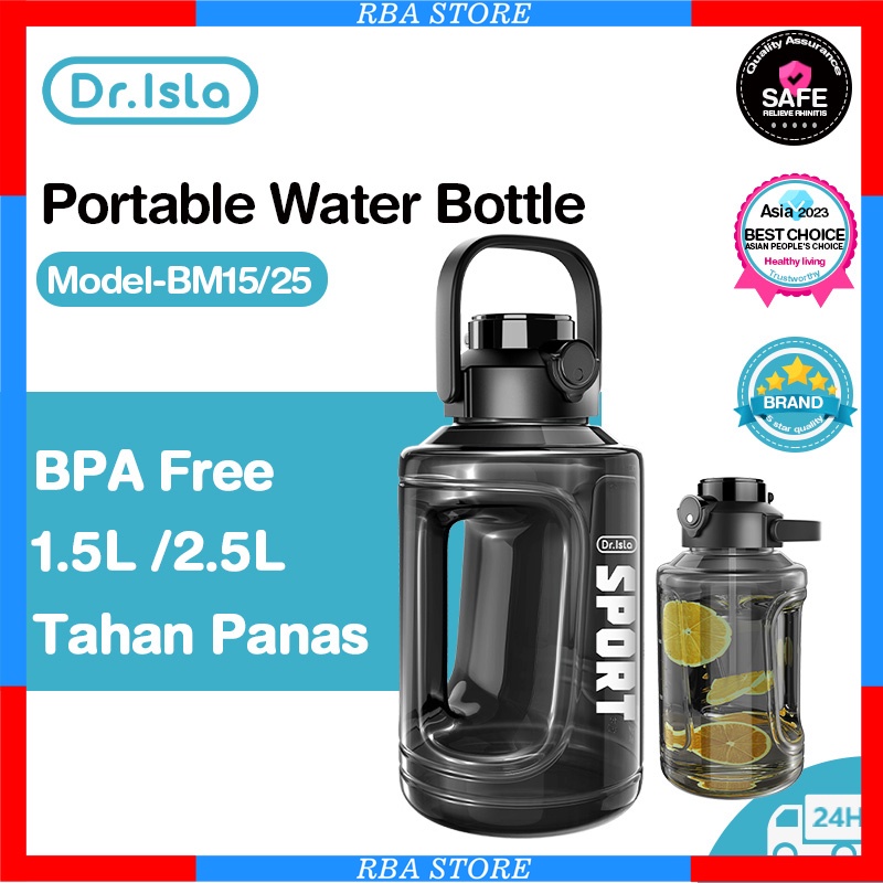 PROMO TERMURAH Dr.isla Botol Air Minum 2.5L/1.5L Botol Minum Besar Olahraga Sport Water Bottle Tempa