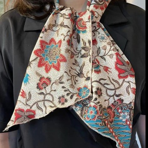 [SO59] Syal Scarf Batik Dasi / Dasi Ungu dan Biru / Souvenir Local Unik - Batik Biru