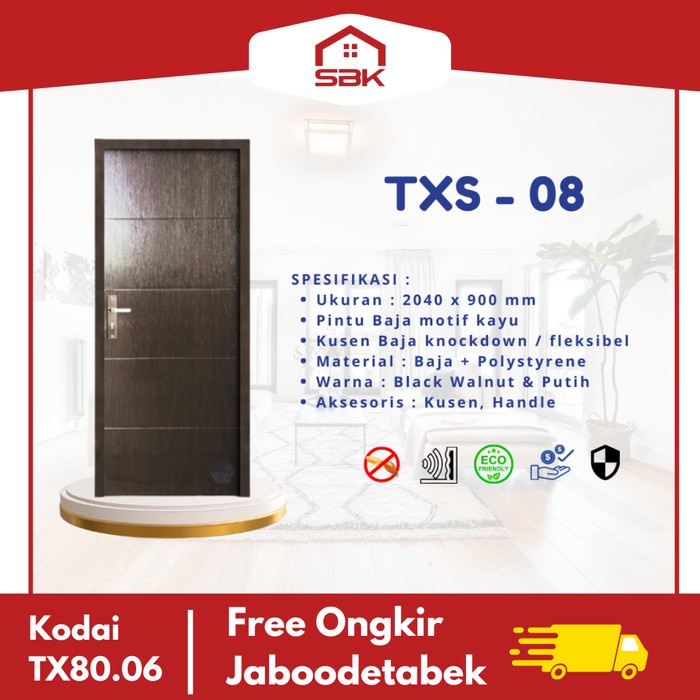 Pintu Kamar | Pintu Baja 90x206 KODAI Steel Door TX08