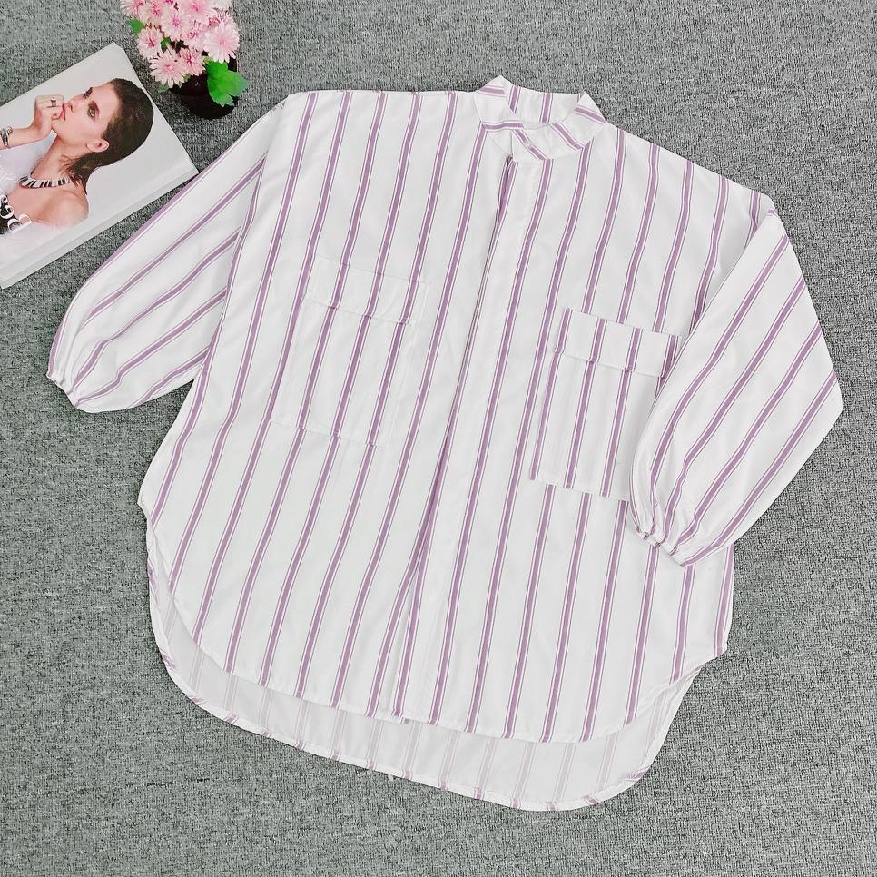 BHO - ZEC OOTD WANITA LULU / Kemeja JUMBO Kiana Stripe / Atasan Wanita Lengan Panjang / Pakaian Casu