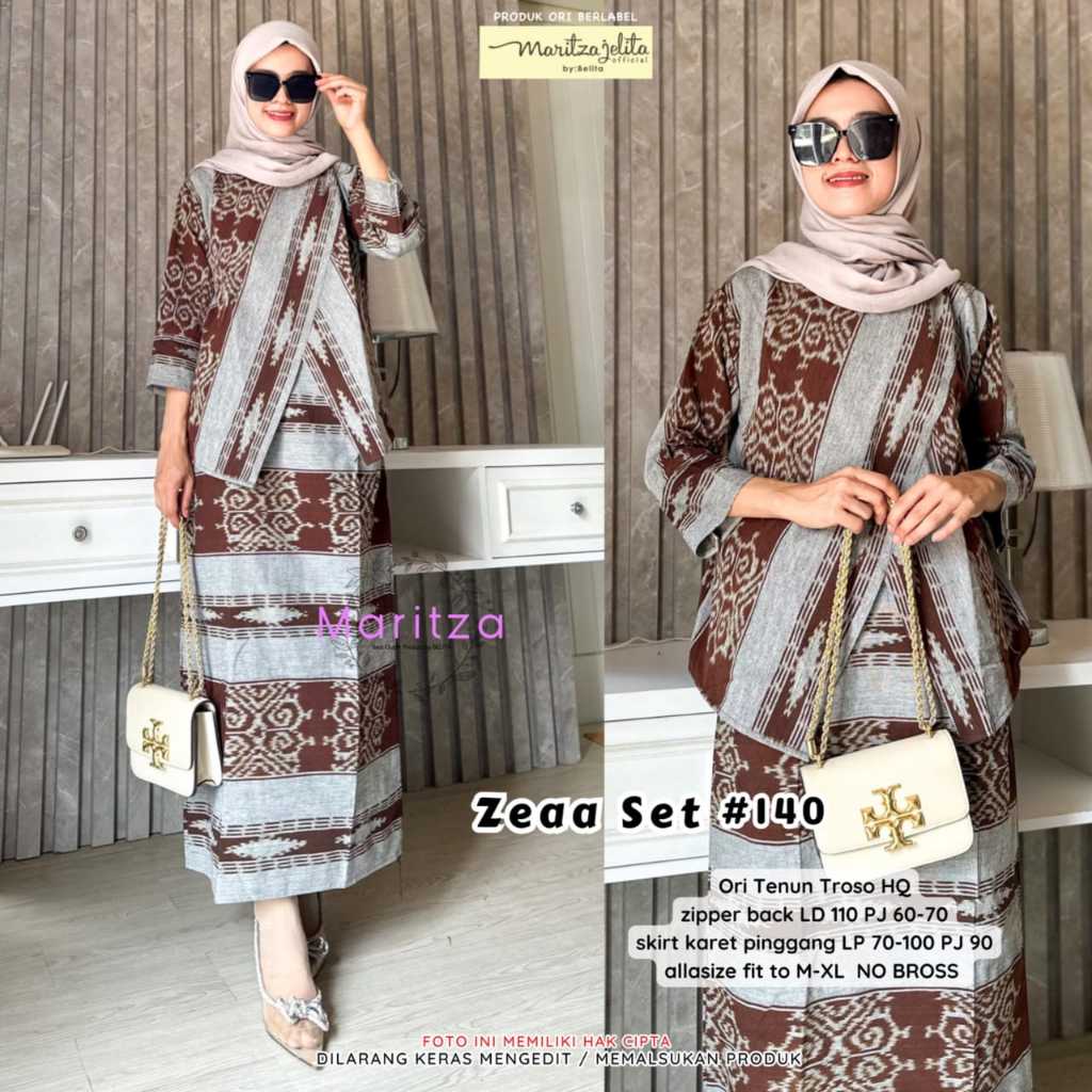 BAJU SETELAN WANITA ETNIK BATIK TENUN TERLARIS  ZEAA#140 SETELAN TENUN / 18.10 / BAHAN TENUN TROSO /