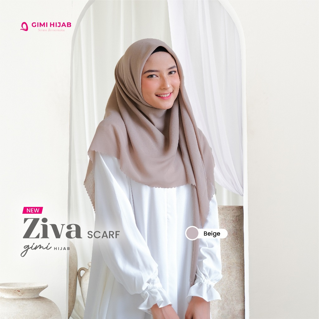 Gimi Hijab Ziva Scarf Premium Batch 1 - Scarf Premium Wanita Muslim Muslimah Hijab Segi Empat Basic Polos Terbaru Bahan Arabian Voile Warna Premium Kerudung Elegan Cantik Mewah Syari Kualitas Butik Best Seller-Beige