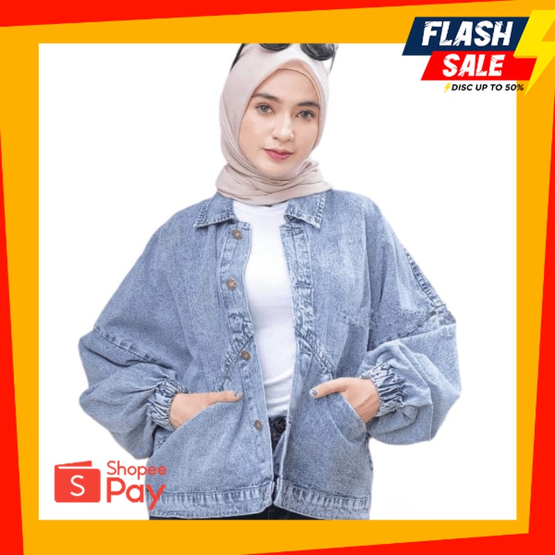 OUTFIT JKT48 | Jaket Jeans Oversize Wanita Masakini Korean Jins