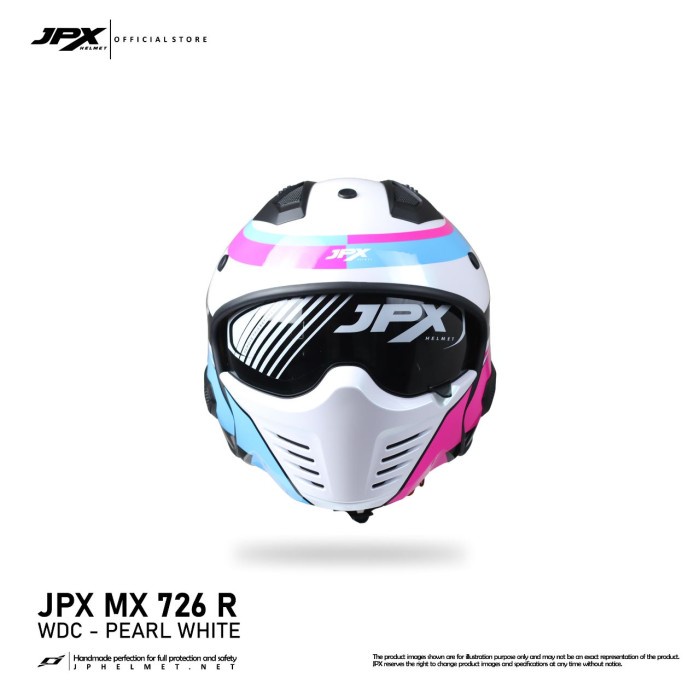 Helm JPX MX 726R WDC Pearl White Glossy | Helm Full Face | JUAL HELM