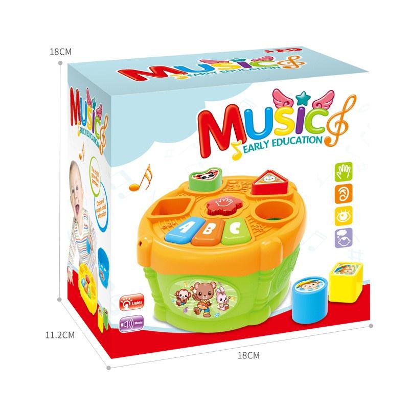 Tatajoy Musik Geometris Blok Bangunan Multifungsi Balita Bayi Box Bayi Pencerahan Mainan Edukasi Bayi Lampu dan Musik