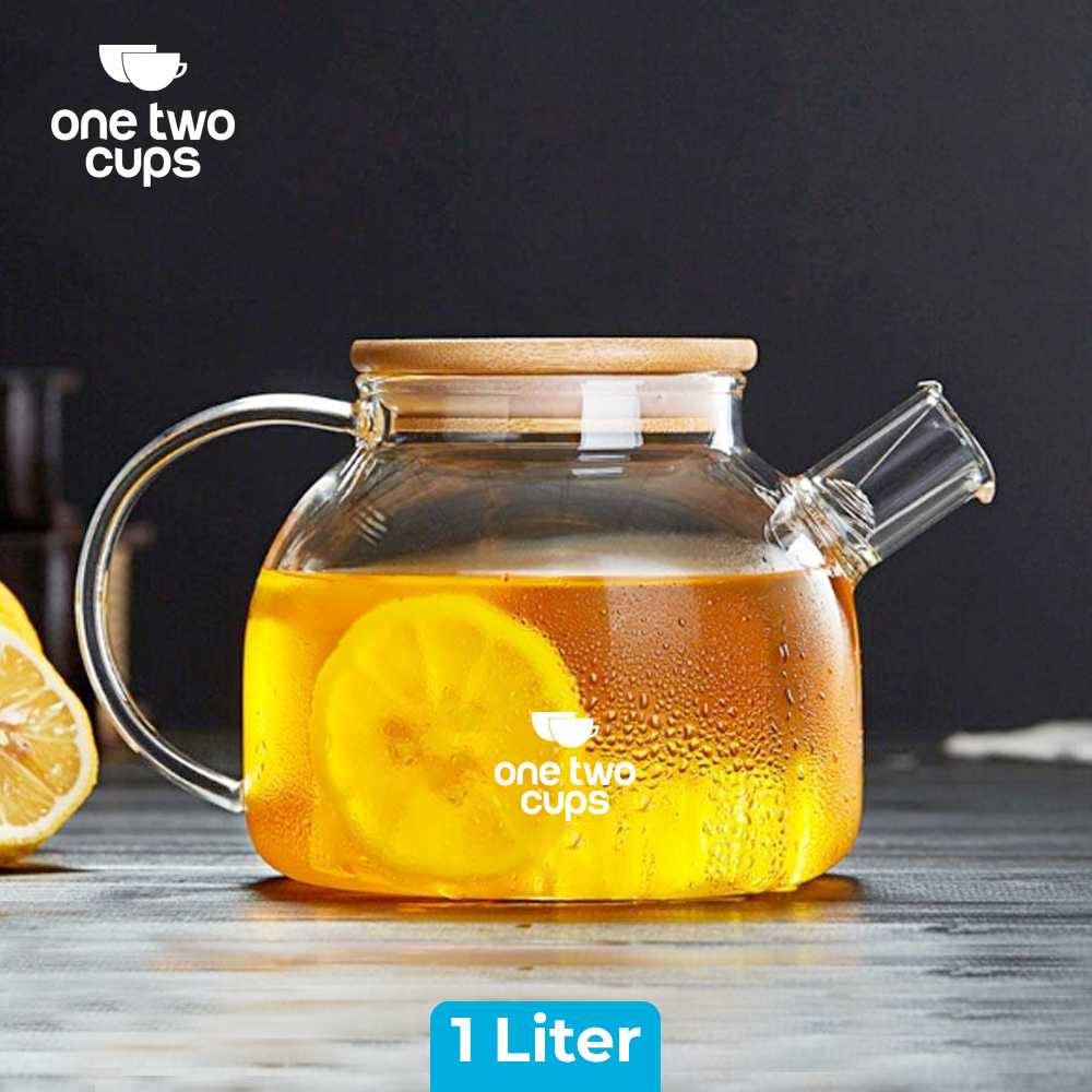 TEKO Pitcher Teh Tahan Panas Ceret Bening Chinese Teapot Maker Glass 1 Liter Saringan One Two Cups T