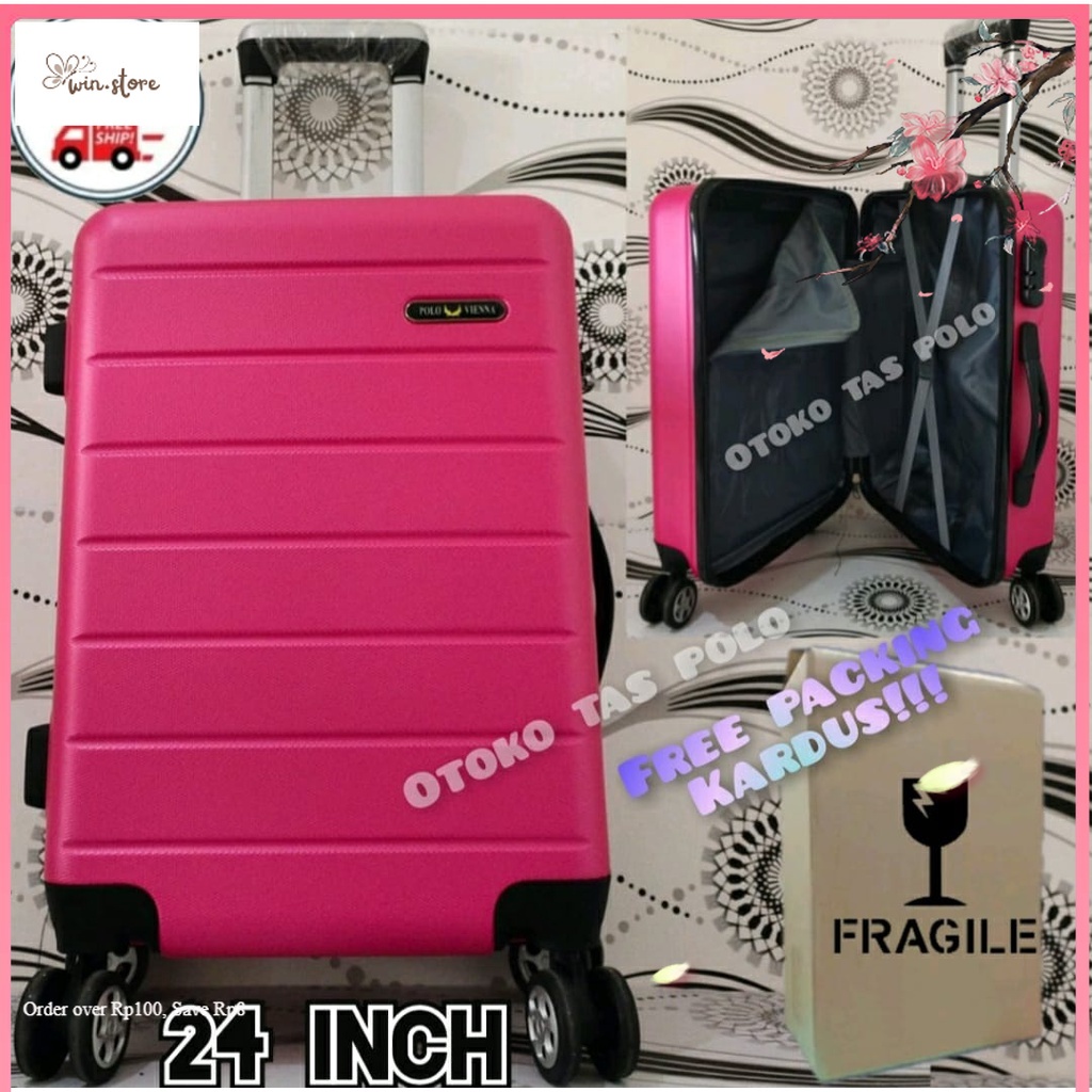 Tas Wanita Kekinian / koper 24 inch - koper polo - model hardcase roda 4 putar