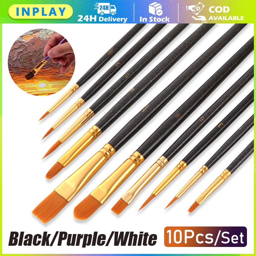 10Pcs/Set Nylon Paint Brush Kuas / Lukis Anak Kuas Melukis / Kuas Lukis Ujung Lancip