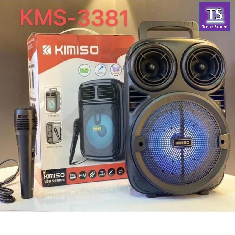 SPEAKER BLUETOOTH PORTABLE KARAOKE 6'5 INCH KIMISO 3381 BONUS MIC KARAOKE X-BASS//SPEAKER SALON AKTI
