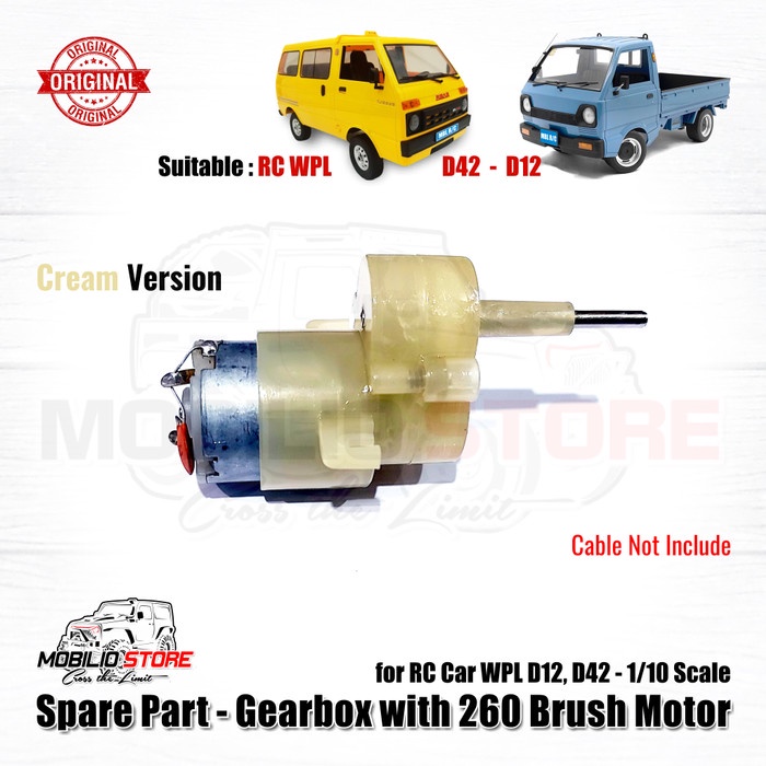 Spare Part Ori Gearbox RC WPL D12 1/10 Brushed Motor 260 Full Set - Cream