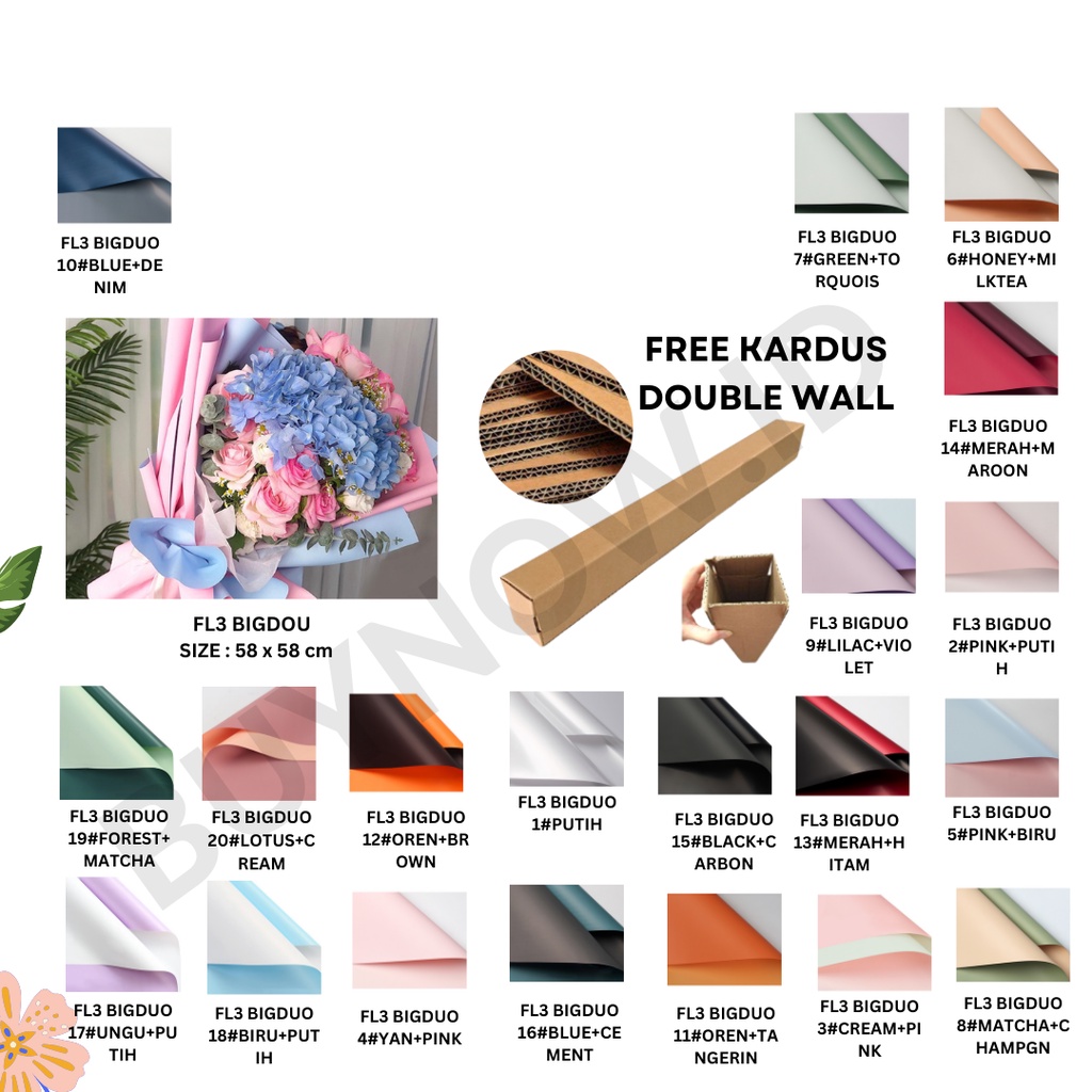 

(5 LEMBAR) - FL3 BIGDOU Kertas Bunga Buket Dua Warna Bi Color/Kertas Buket Bunga Florist Cellophane