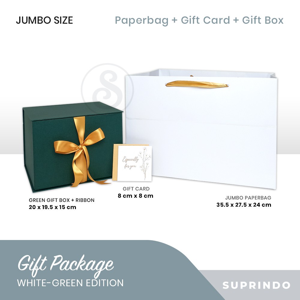 

Premium Gift Set Paper Bag+Kotak Kado + Kartu Ucapan (JUMBO 2, HIJAU)