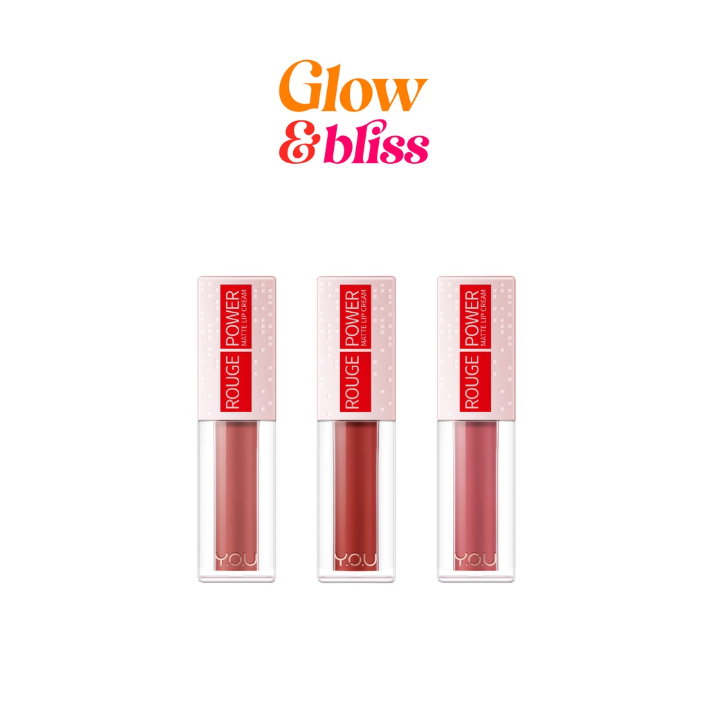 YOU Rouge Power Matte Lip Cream Lipstik - Tahan Lama - Glow&Bliss