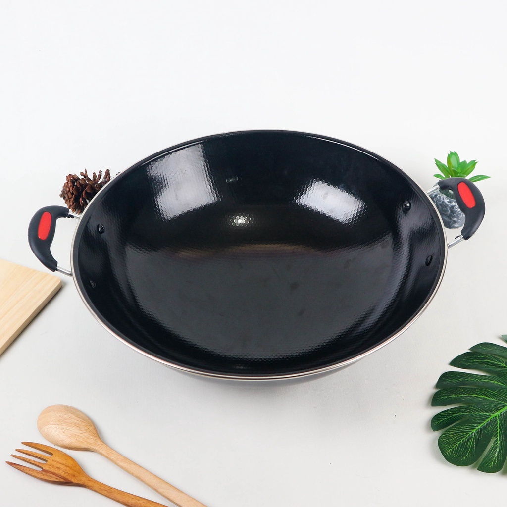 VV - GSE Wajan Enamel Hitam 34cm / Wajan Penggorengan Anti Lengket