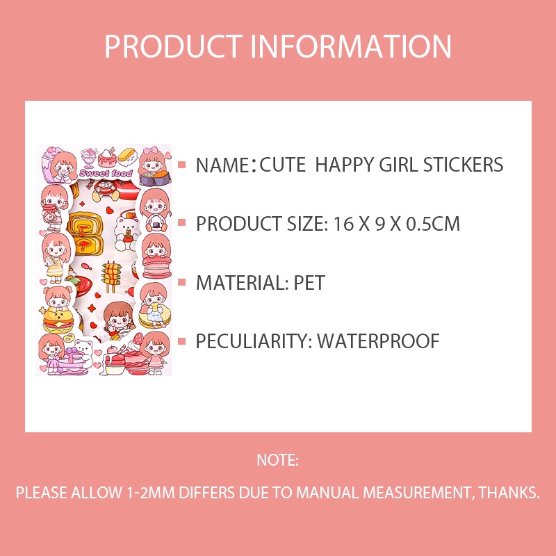 

Siswa Kartun Album Diy Dekorasi Sticker Happy Girl Hand Ledger Stiker Ins Creative Cute-LOY