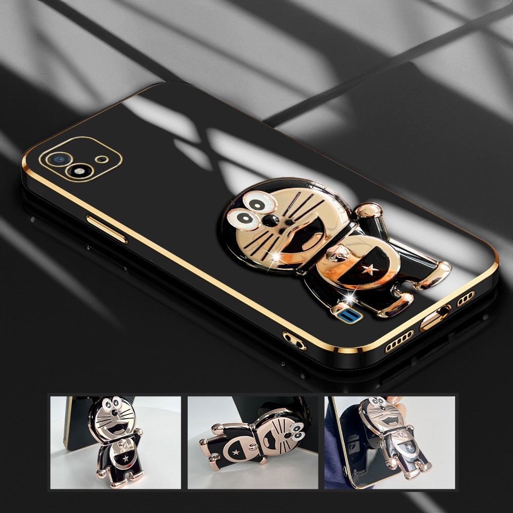 Casing Hp Untuk Realme C11 2021 C20 C20A Phone Case Light Luxury Doraemon Holder Handphone Silikon S