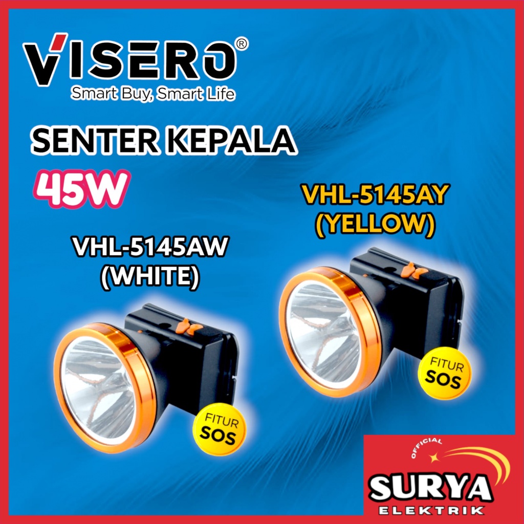Headlamp / Senter Kepala VISERO VHL 5145 45W Rechargeable Putih / Kuning