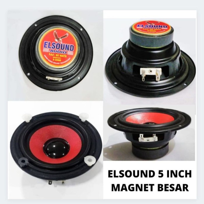 SPEAKER ELSOUND 5INCH 80WATT 5MB SPEAKER WOOFER ELSOUND 5INCH MAGNET