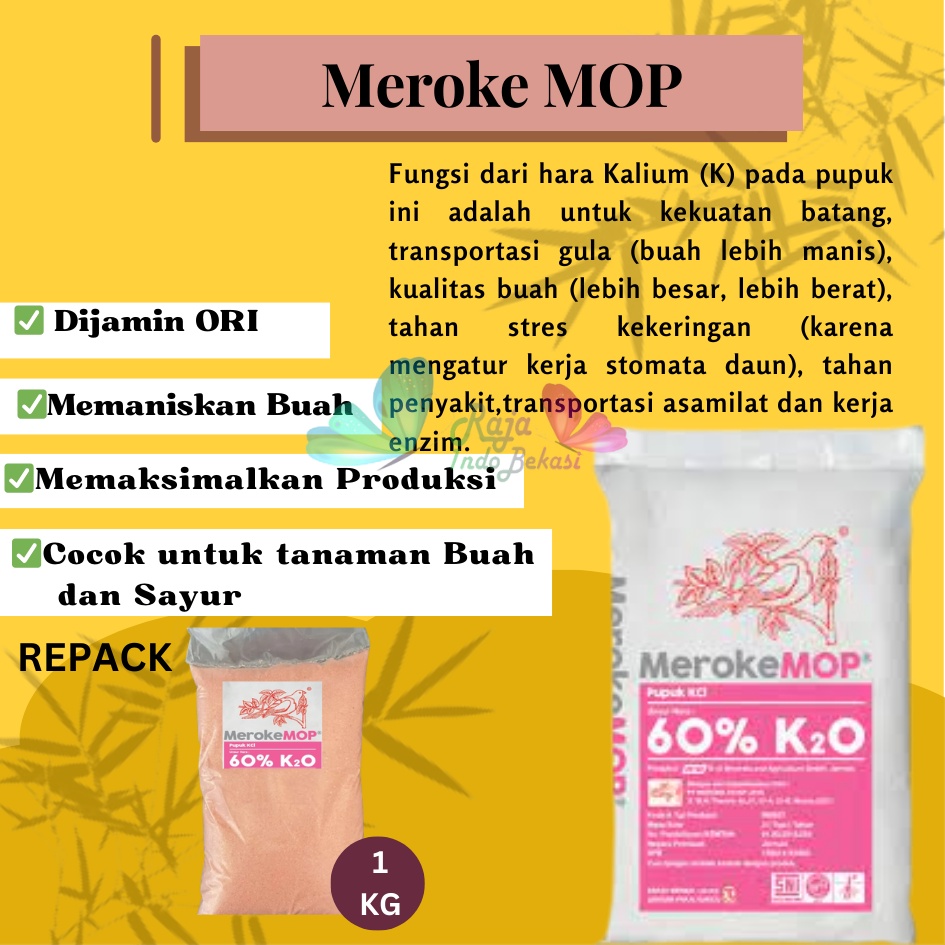 ORI Pupuk MEROKE MOP KCL 1KG Kemasan Repack KALIUM 60% pupuk Buah Manis Besar bukan Mahkota Jerman  