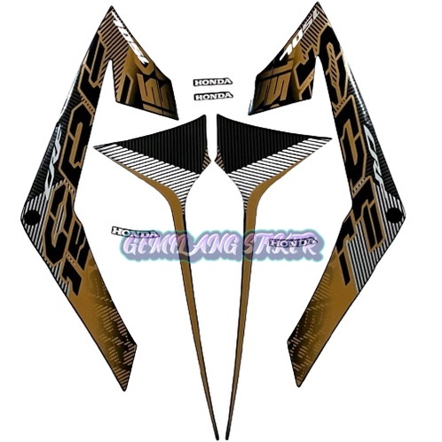 Striping Decal Polet Sticker honda CRF 150L 2019 2020 2021 2022 Full Hitam Gold Emas body standar be