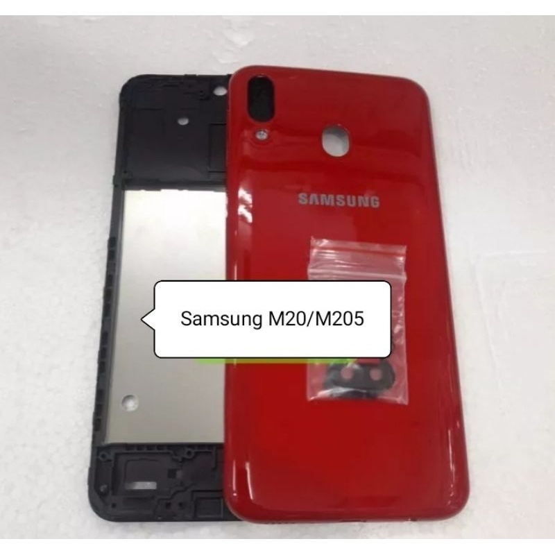 CESSING HAUSING FULLSET FRAME LCD SAMSUNG M20 / M205 BACKDOOR / BACKCOVER TUTUP BELAKANG + FRAME TUL