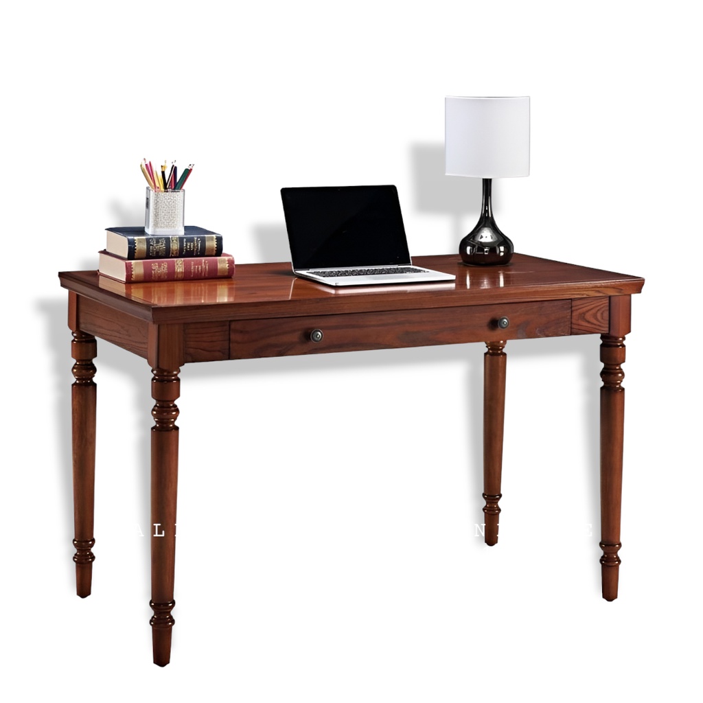 Meja Kerja Kayu Jati Kaki Bubut, Console Table Minimalis