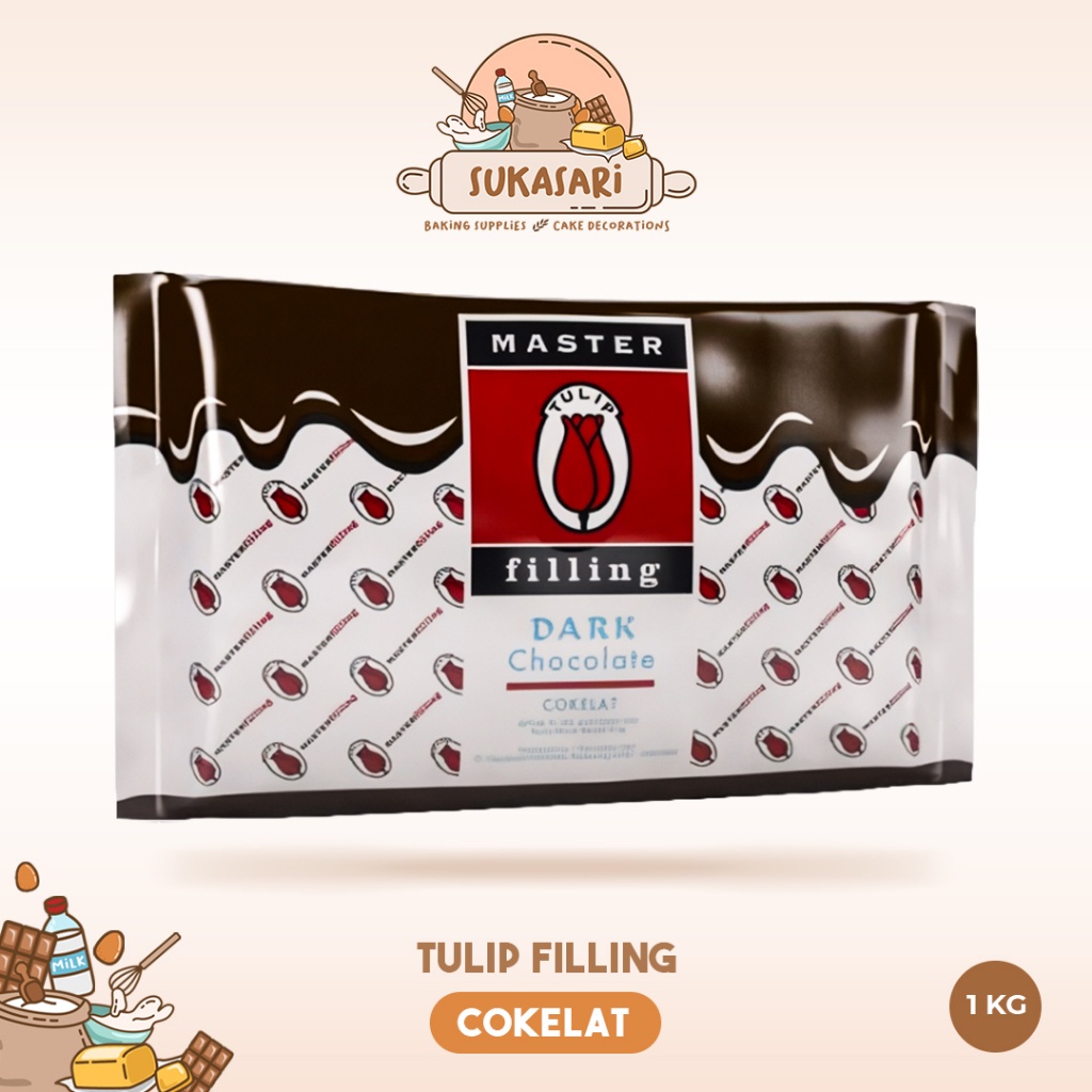 

COD Sukasari - Tulip Filling 1kg Chocolate Paste / Cokelat Filling Tulip / Cokelat Pasta Selai Jam Tulip / Coklat Kiloan