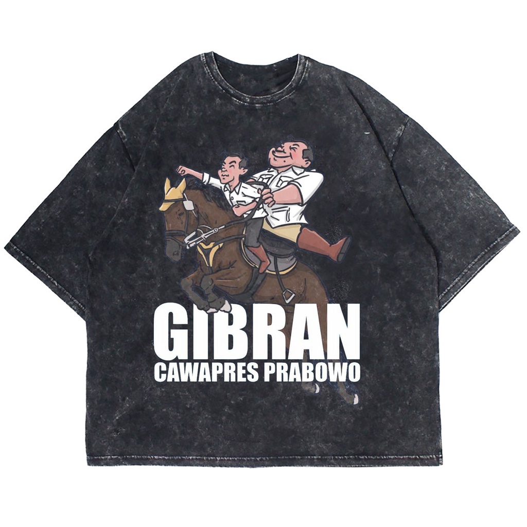 Patternmerch "prabowo gibran berkuda" Oversize T-shirt | washed tee | kaos vintage
