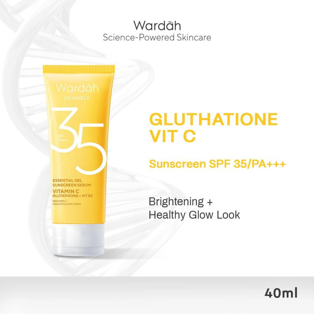 Wardah sunscreen sun care SPF 35 kemasan baru kuning uv shield anti UVA UVB sunblock