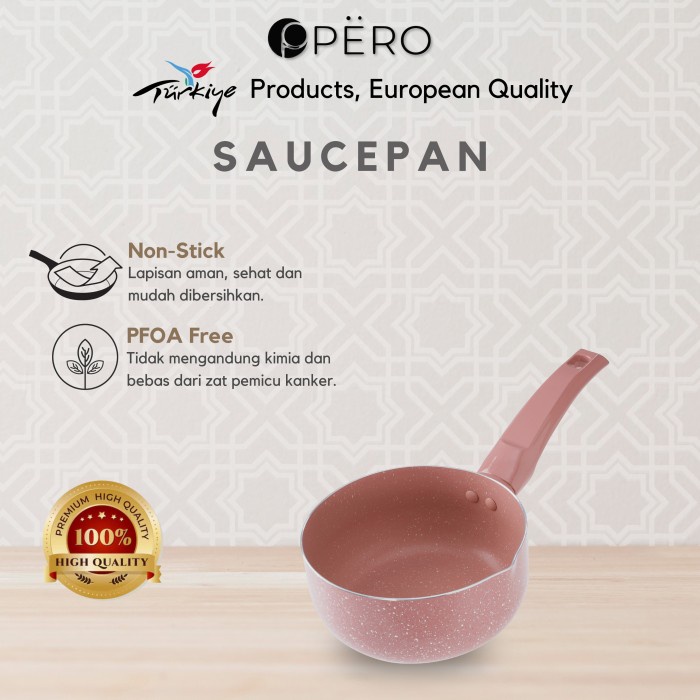 Pero Sauce Pan 16cm Nonstick / Saucepan Milkpan 16cm Anti Lengket - Pink - AM