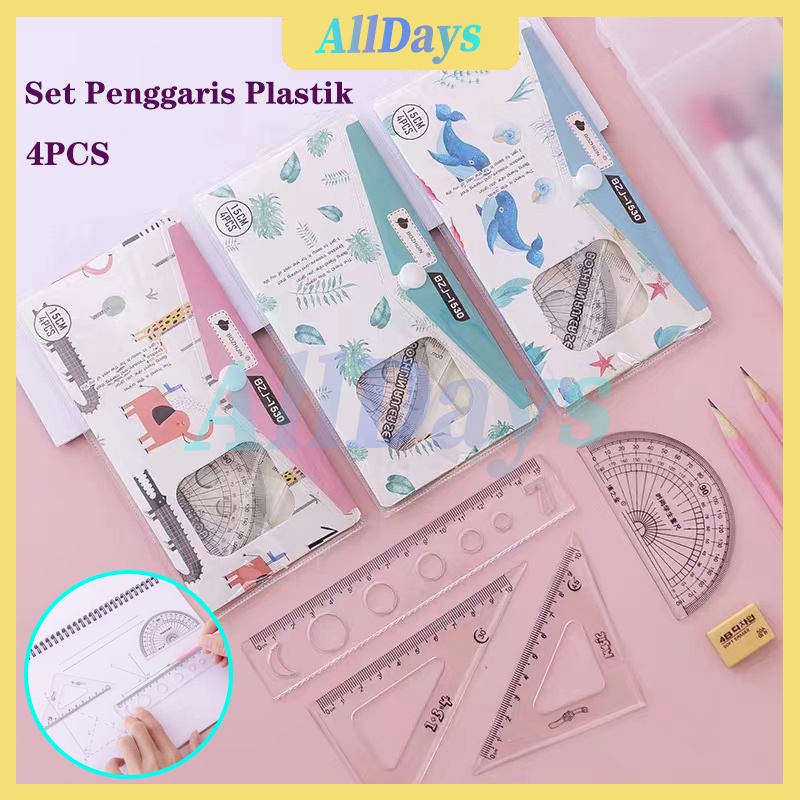 

Penggaris Set 4in1 Model Penggaris Plastik 1 Set Isi 4 Model Garisan Set Ruler Set