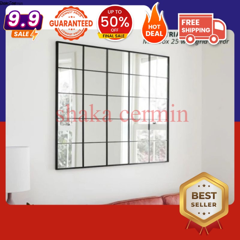 6 pcs cermin dinding tempel fullbody aesthetic ukuran 25x25 (CERMIN ASLI)