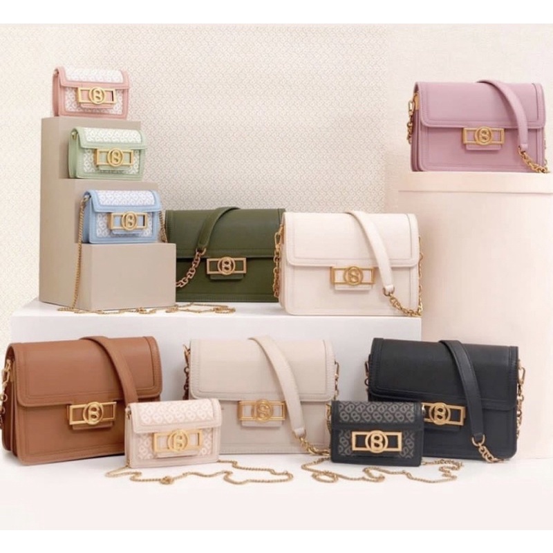 LENGKAP izzy sling shoulder bag micro black ivory chalk caramel rouge pink dark green blue sage beig