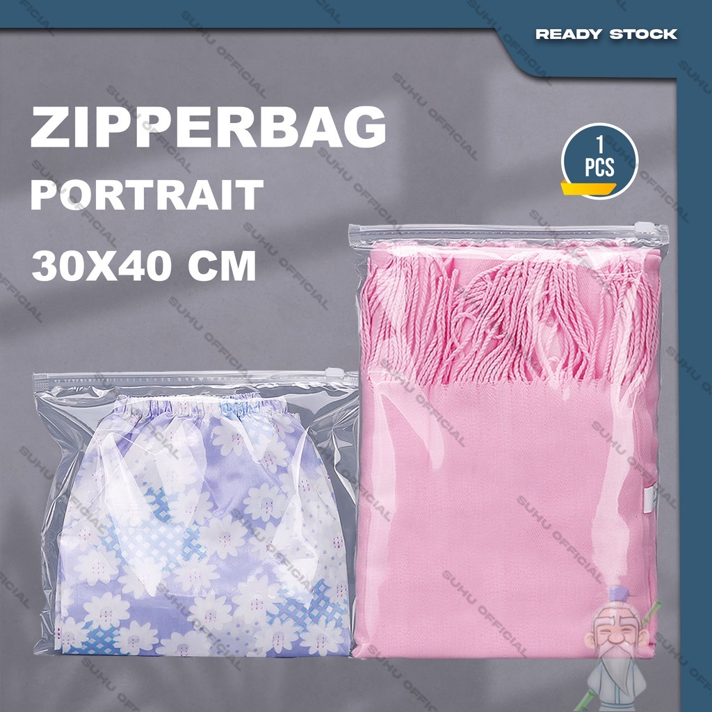 Pouch Plastik Ziplock Baju ZIPPER BAG Transparan Ukuran 30X40