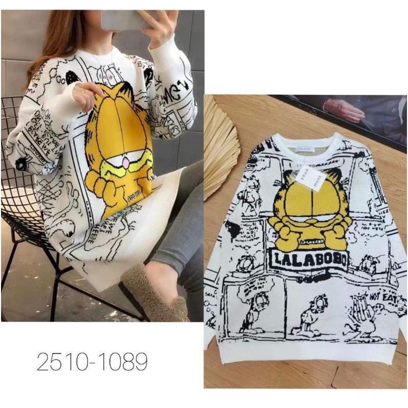 2510 Sweater garfield / sweater lucu / sweater wanita tangan panjang