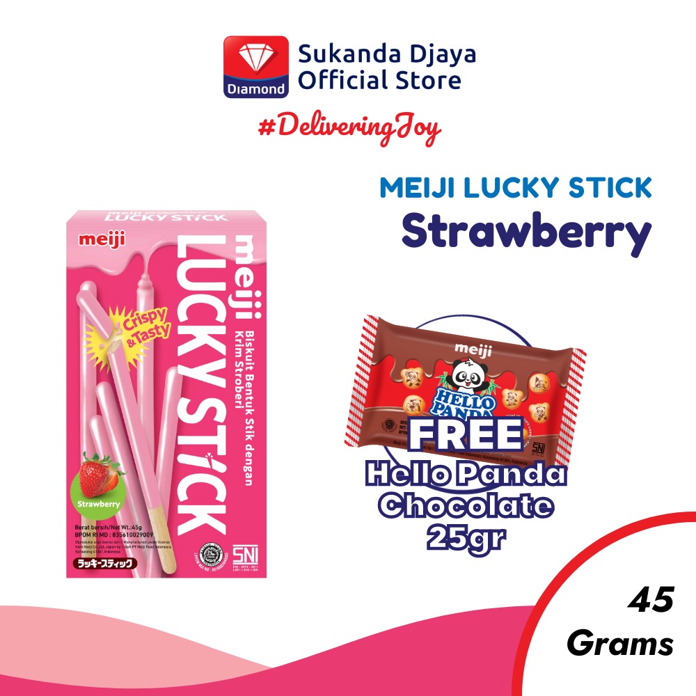 

Meiji Lucky Stick Biscuit Strawberry Snack 45Gr [FREE Hello Panda]